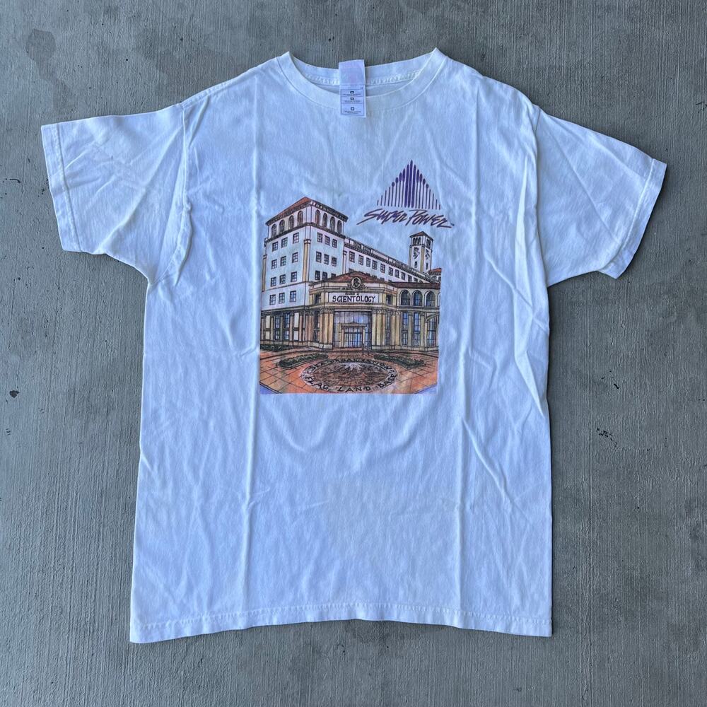 Vintage Super Power Scientology White Graphic T Shirt